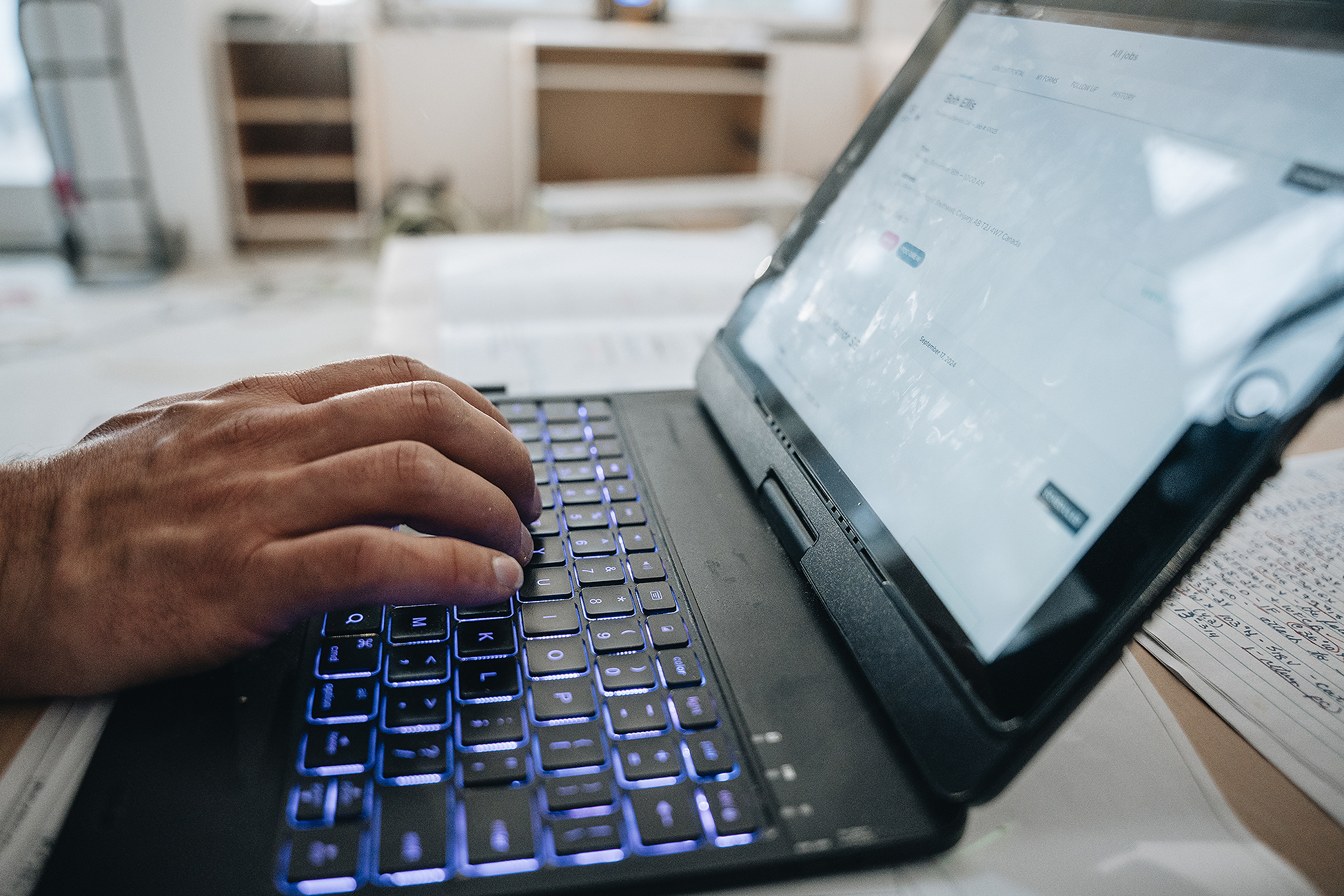 Smart home technology setup in Calgary by Crew Electrical Services—switches, thermostat, and hub configured for daily routines