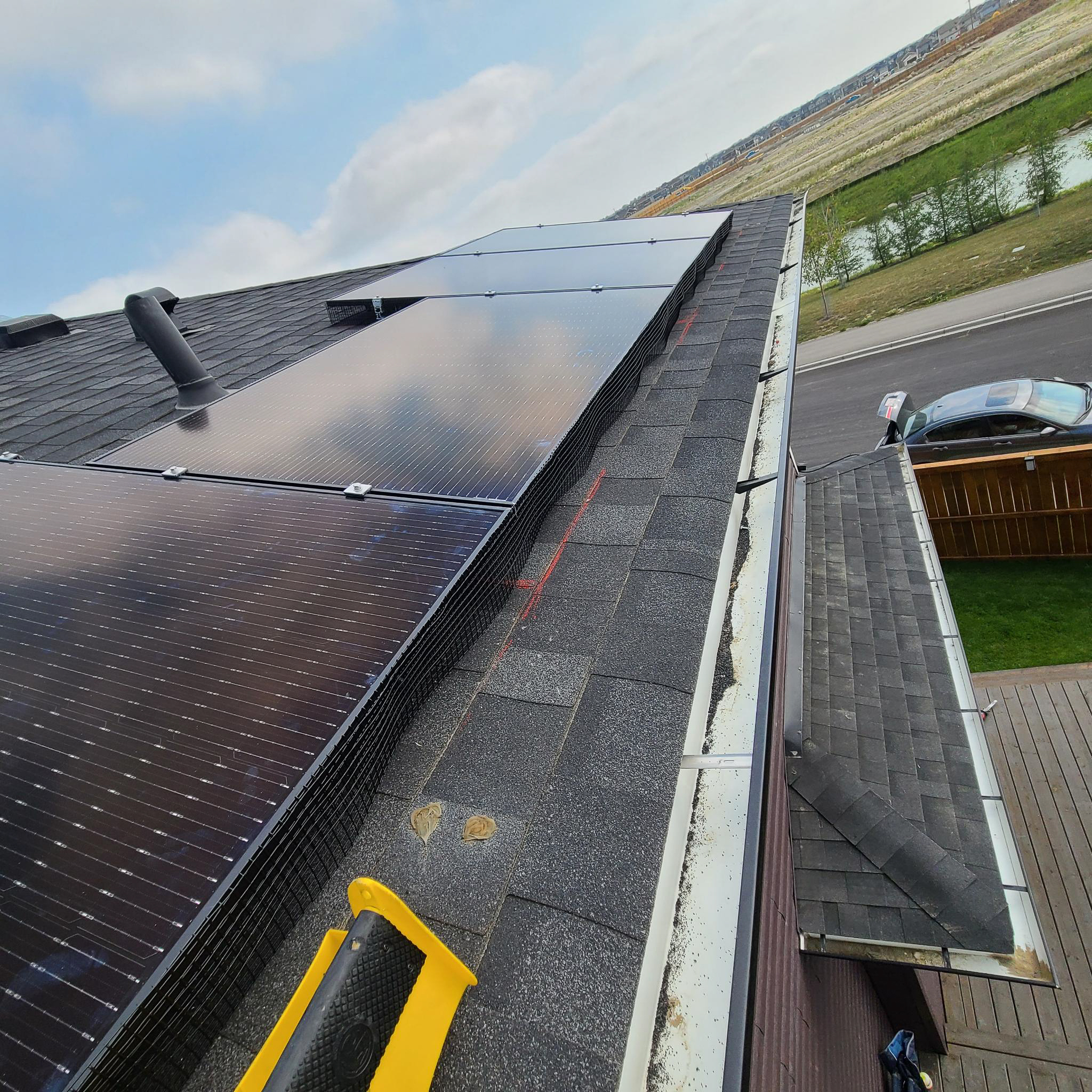 Crew Electrical Services solar conduit run on a Diamond Valley roof