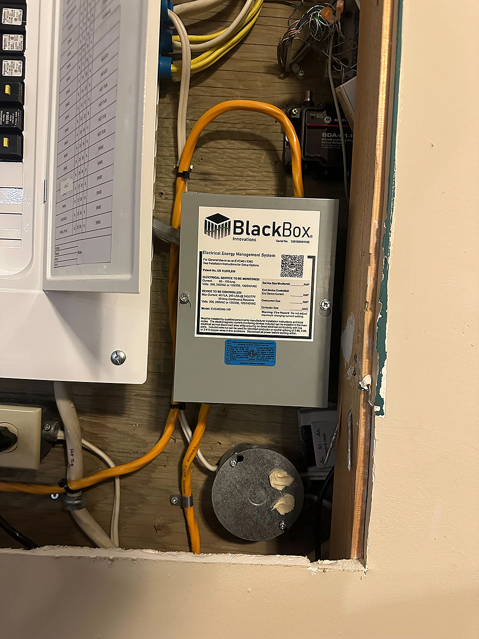Crew Electrical Services installed a Blackbox Innovations load shedding device in a Calgary Home.