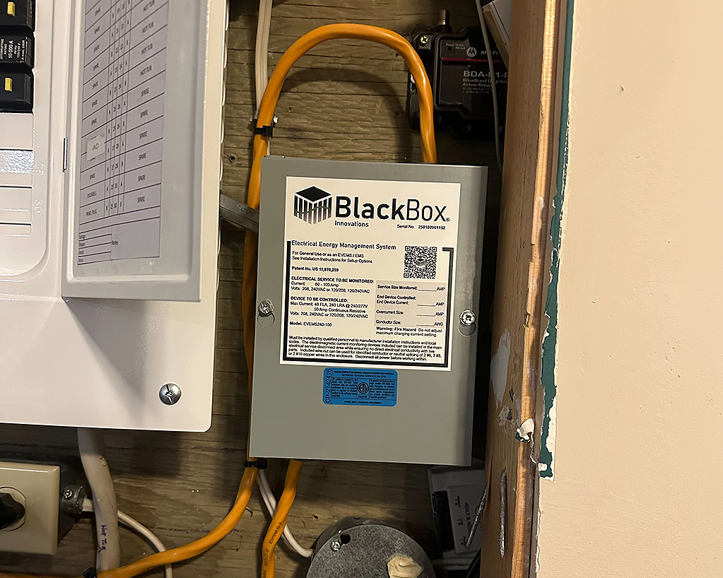 Blackbox Innovations load management integration by licensed electrician