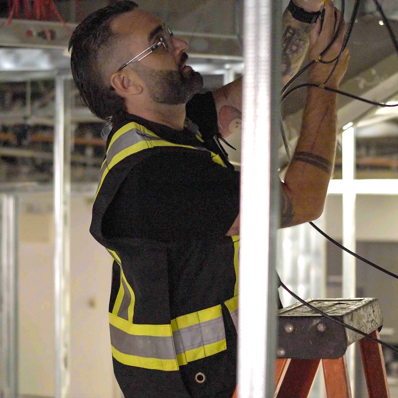 Electrical installation work in progress at a commercial property in Calgary